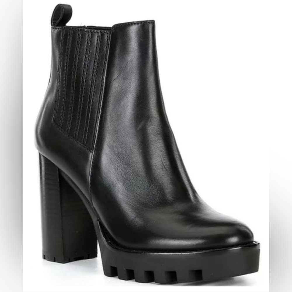 Antonio Melani Womens Pascal Leather Gore Detailed Lug Sole Platform Boots Sz 9 - Picture 14 of 14
